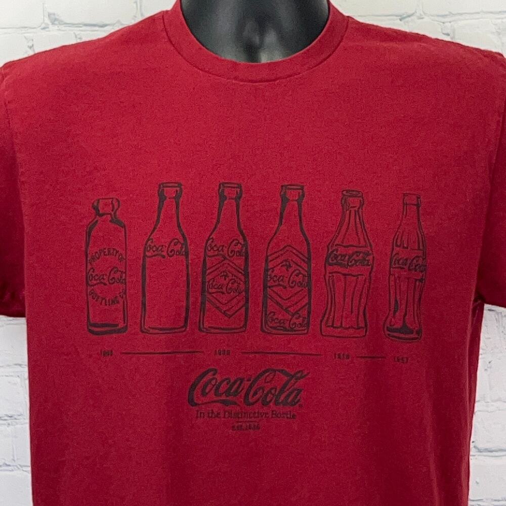 Coca Cola The Distinctive Bottle T Shirt M Medium Red Coke Soda Pop History Tee